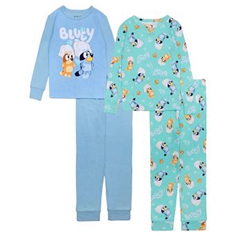 Girls 4-8 Bluey 4 pc Pajama Top & Pajama Bottoms Set
