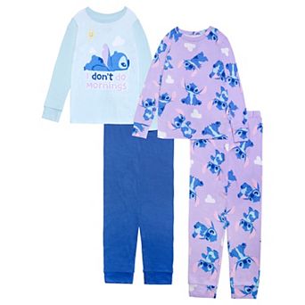 Girls 4-10 Disney’s Lilo & Stitch "Lazy Stitch" 4 pc Long Sleeve Pajama Tops & Pajama Bottoms Set