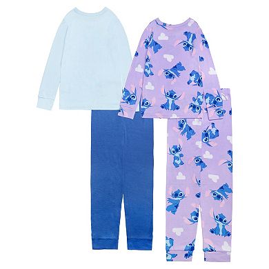 Girls 4-10 Disney’s Lilo & Stitch "Lazy Stitch" 4-pc. Long Sleeve Pajama Tops & Pajama Bottoms Set