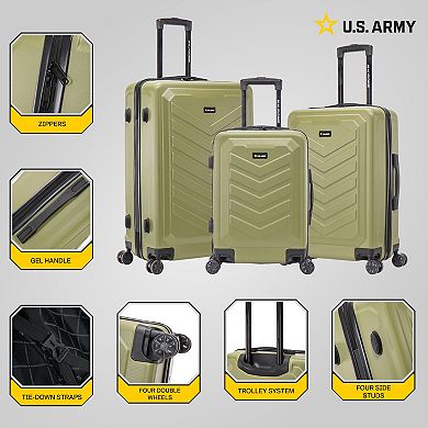 US Army FOX 3-Piece Hardside Spinner Luggage Set