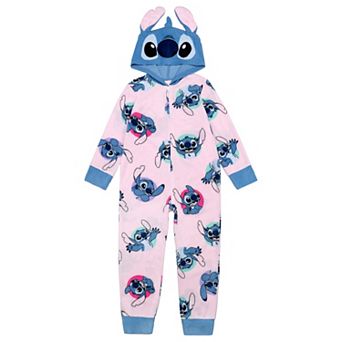 Girls 4-10 Disney's Lilo & Stitch "Dot Stitch" Hooded One-Piece Pajamas