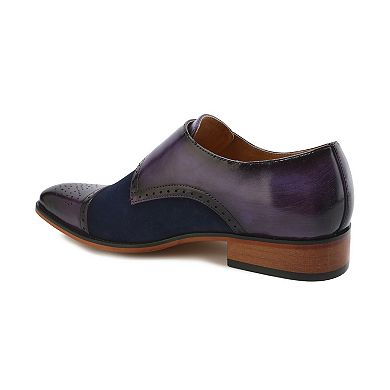 Gino Vitale Men's Double Monk Strap Two-Tone Loafer