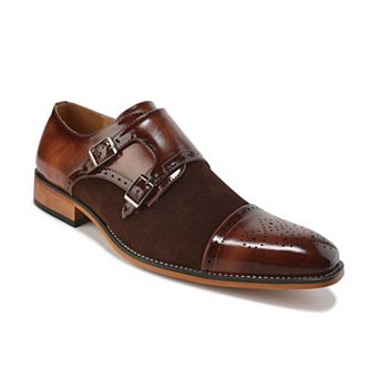 Gino Vitale Men's Double Monk Strap Two-Tone Loafer