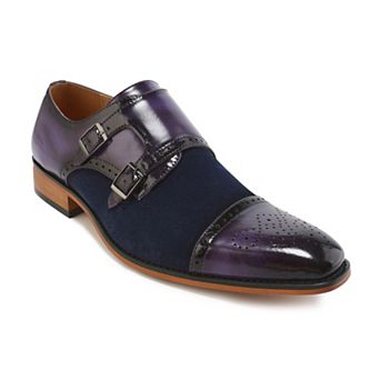 Gino Vitale Men's Double Monk Strap Two-Tone Loafer