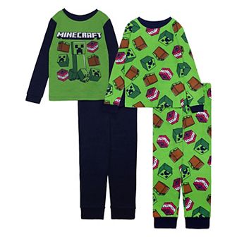 Boys 6-12 Minecraft 4 pc Pajama Top & Pajama Bottoms Set