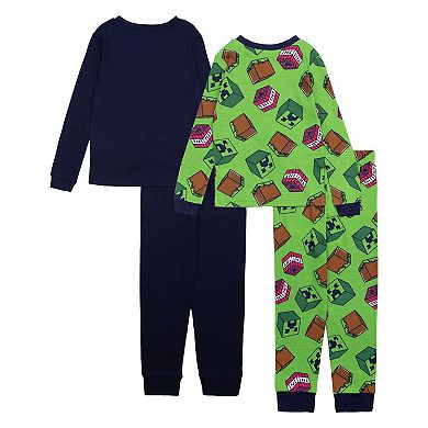Boys 6-12 Minecraft 4-Piece Pajama Top & Pajama Bottoms Set