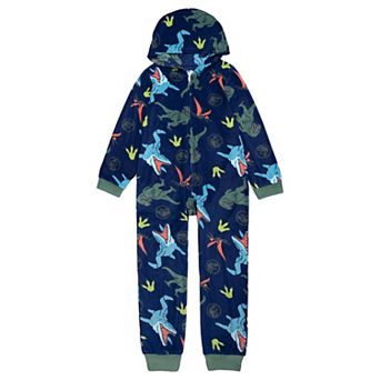 Boys 4-10 Jurassic World "Big Dinos" Hooded Unionsuit Pajamas