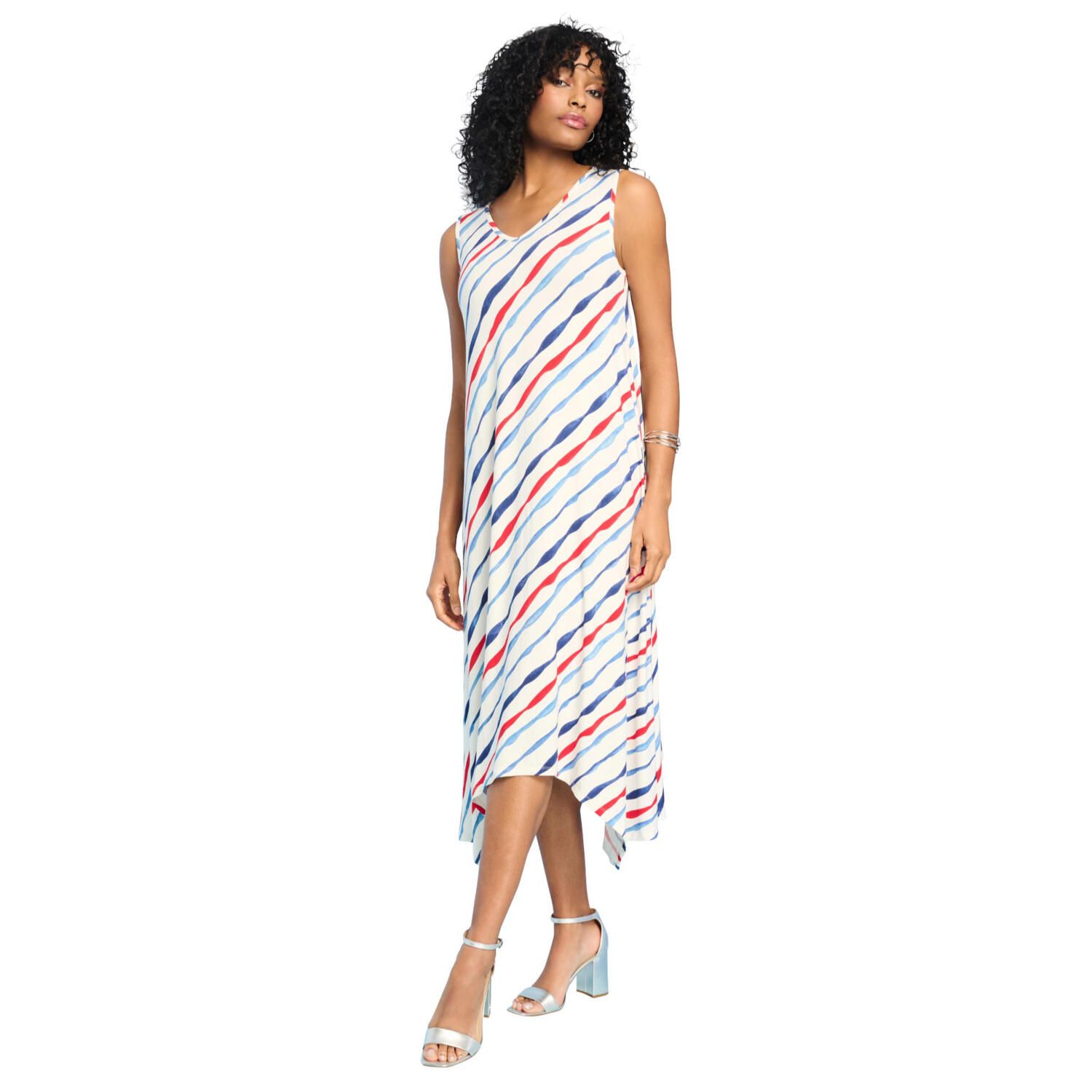 Женские платья Roaman's Plus Size Stretch Knit Mid Length Sleeveless Swing Dress