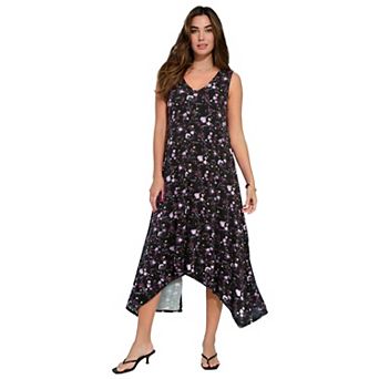Roaman's Women's Plus Size Stretch Knit Mid Length Sleeveless Swing Dress