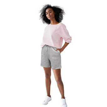 ellos Plus Size Fleece Shorts With Drawstring Waist