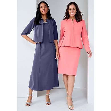 Jessica London Women's Plus Size Collarless Peplum Skirt Suit