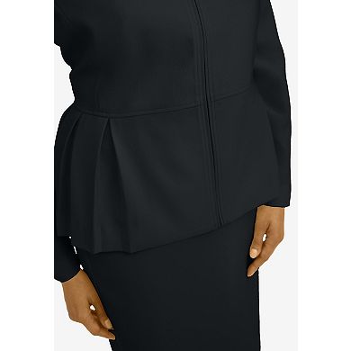 Jessica London Women's Plus Size Collarless Peplum Skirt Suit