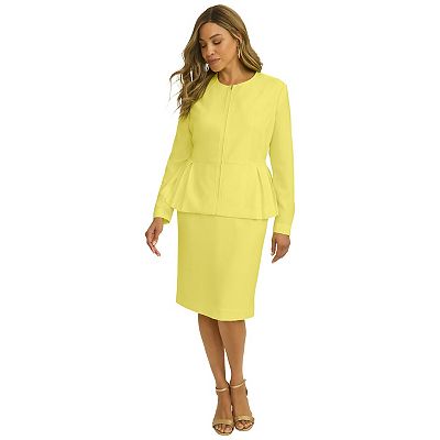 Jessica London Women's Plus Size Collarless Peplum Skirt Suit