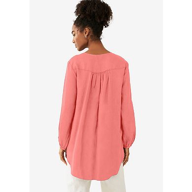 ellos Plus Size V-Neck Inverted Pleat Tunic