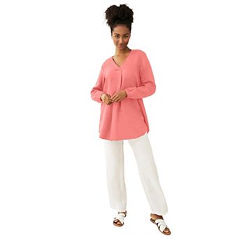 ellos Plus Size V-Neck Inverted Pleat Tunic