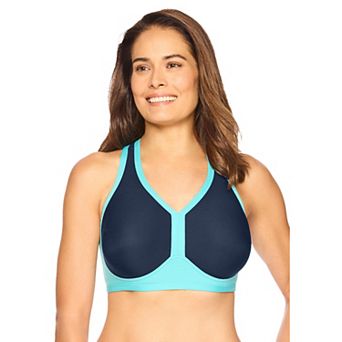 Comfort Choice Women's Plus Size V-Neck Colorblock Sports Bra