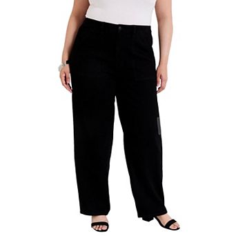 June + Vie Women's Plus Size Curvie Fit High-Waisted Straight-Leg Jean