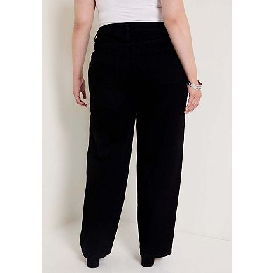 June & Vie Women's Plus Size Curvie Fit High-Waisted Straight-Leg Jean