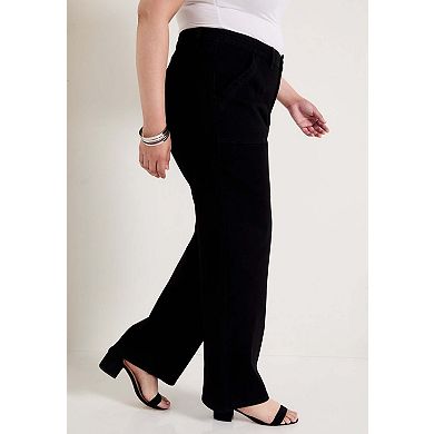 June & Vie Women's Plus Size Curvie Fit High-Waisted Straight-Leg Jean