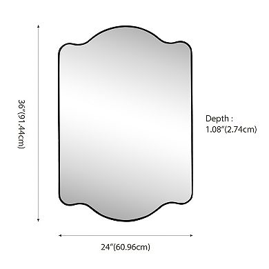 Louisa Medium Scalloped Rectangular Metal Framed Wall Mirror