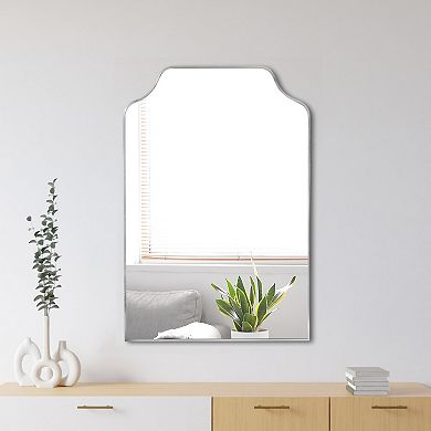 Lindie Medium Scalloped-Top Metal Framed Wall Mounted Mirror