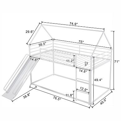 Merax Twin over Twin House Bunk Bed with Ladder and Slide