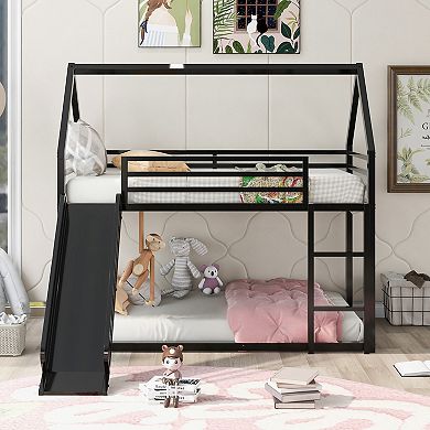 Merax Twin over Twin House Bunk Bed with Ladder and Slide