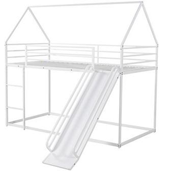 Merax Twin over Twin House Bunk Bed with Ladder and Slide