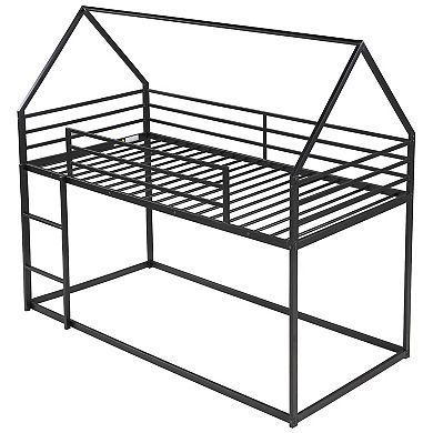 Merax Twin over Twin House Bunk Bed with Built-in Ladder