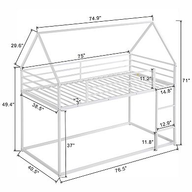 Merax Twin over Twin House Bunk Bed with Built-in Ladder