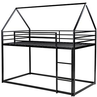 Merax Twin over Twin House Bunk Bed with Built-in Ladder