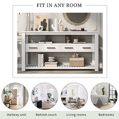 Merax 62.2'' Modern Console Table with 4 Drawers and 2 Shelves