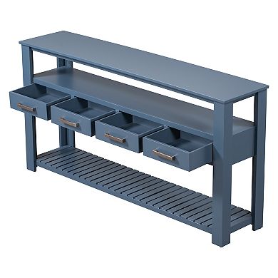 Merax 62.2'' Modern Console Table with 4 Drawers and 2 Shelves