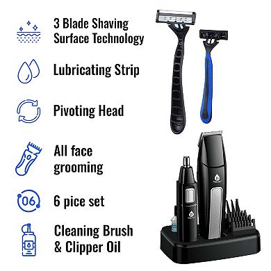 Mario Lopez Ultimate Grooming Set 10-Piece Hair, Beard & Body Grooming Kit + Disposable Razors