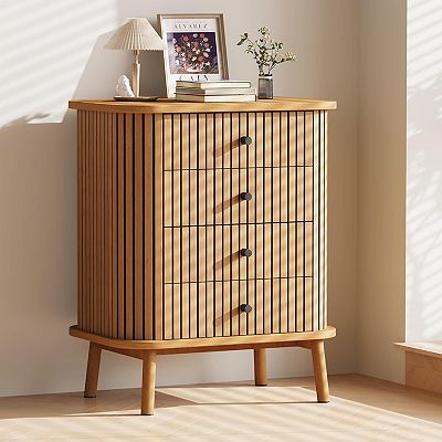 4 Drawer Dressers, Chest of Drawers for Bedroom, Nightstand, Spacious  Storage Boho Wicker Dresser