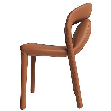 Leisuremod Solace Modern Dining Chair In Upholstered Leather With Metal Frame And Legs