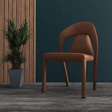 Leisuremod Solace Modern Dining Chair In Upholstered Leather With Metal Frame And Legs