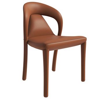 Leisuremod Solace Modern Dining Chair In Upholstered Leather With Metal Frame And Legs