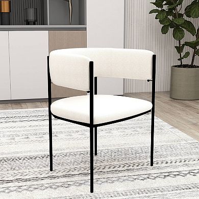 Dining Chair in Fabric with Open-Back and Powder Coated Iron Legs Set of 2