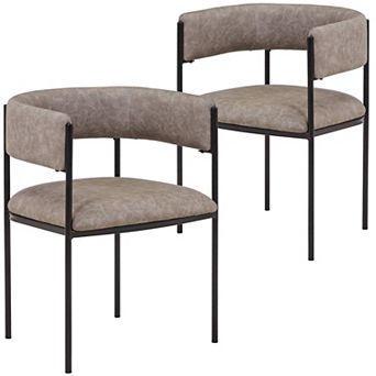 Dining Chair in Fabric with Open-Back and Powder Coated Iron Legs Set of 2