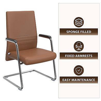 Leisuremod Aleen Series Guest Office Chair In Acorn Brown Leather