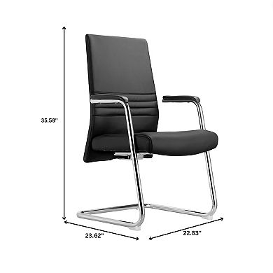 Leisuremod Aleen Series Guest Office Chair In Acorn Brown Leather