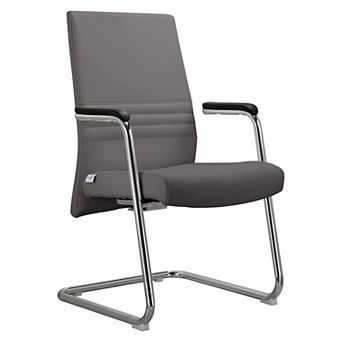 Leisuremod Aleen Series Guest Office Chair In Acorn Brown Leather