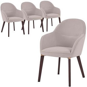 Elias Dining Chair Upholstered in Leather Velvet and Powder Coated Legs Set of 4