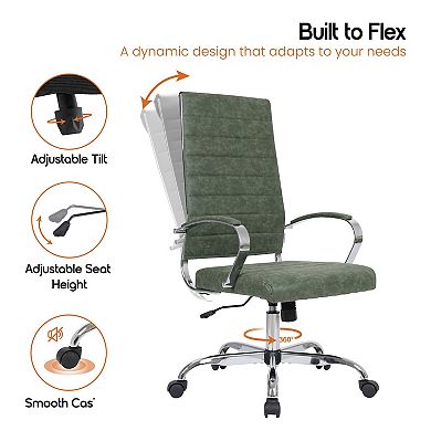 Leisuremod Benmar High-back Leather Office Chair