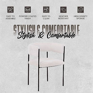 Dining Chair in Fabric with Open-Back and Powder Coated Iron Legs Set of 4