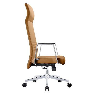 Leisuremod Aleen High-back Office Chair In Upholstered Leather And Iron Frame With Swivel And Tilt