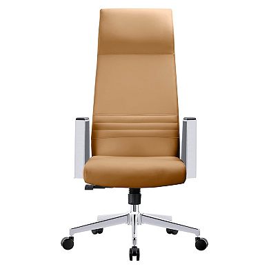 Leisuremod Aleen High-back Office Chair In Upholstered Leather And Iron Frame With Swivel And Tilt