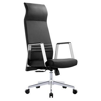 Leisuremod Aleen High-back Office Chair In Upholstered Leather And Iron Frame With Swivel And Tilt