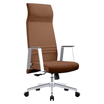 Leisuremod Aleen High-back Office Chair In Upholstered Leather And Iron Frame With Swivel And Tilt